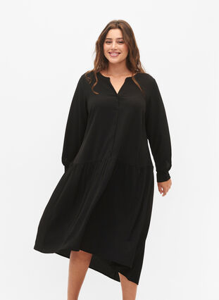 Zizzi Robes midi à manches longues, Black, Model image number 2