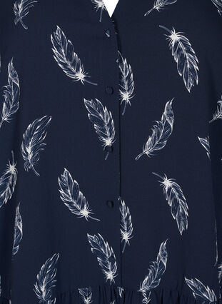 Zizzi Robes midi à manches longues, Navy B. Feather AOP, Packshot image number 2