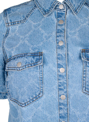 ZizziDenim jurk met destroy-patroon en korte mouwen, Blue Denim, Packshot image number 2