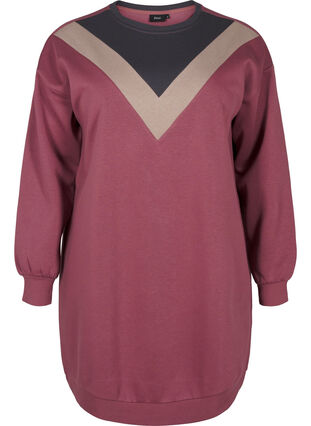 ZizziLang sweatshirt met colourblock, Rose B. Color Block, Packshot image number 0