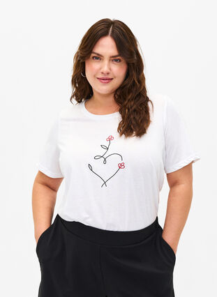 ZizziFLASH - T-shirt met motief, Bright White Heart, Model image number 0
