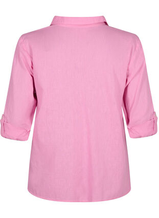 ZizziShirt blouse met knoopsluiting van katoen-linnenmix, Rosebloom, Packshot image number 1