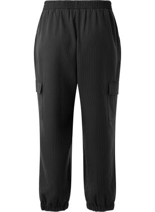 Zizzi Pantalon avec poches cargo et taille élastiquée, Black Sand Pin St., Packshot image number 1