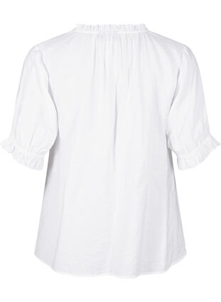 ZizziViscose blouse met korte mouwen en ruches, Bright White, Packshot image number 1