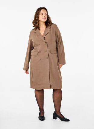 Zizzi Robe blazer croisée, Walnut, Model image number 2