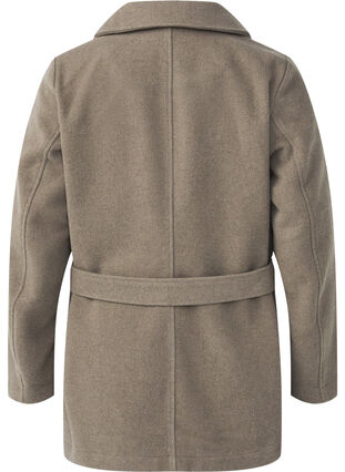 Zizzi Veste courte en laine avec ceinture, Desert Taupe Mel., Packshot image number 1