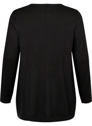 ZizziGebreide blouse gemaakt van katoen en viscose., Black, Packshot image number 1