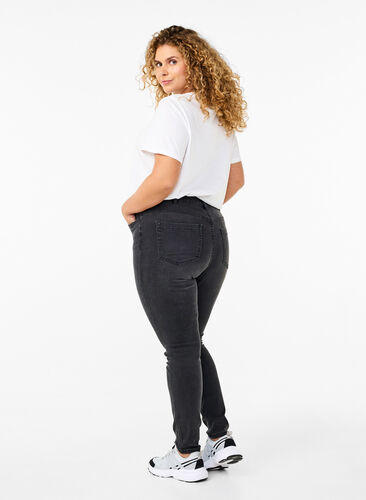 ZizziAmy jeans met een hoge taille en super slanke pasvorm, Dark Grey Denim, Model image number 1