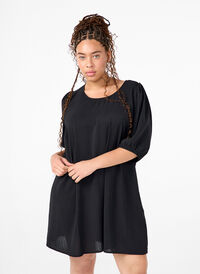 Korte jurk met strik op de rug, Black, Model