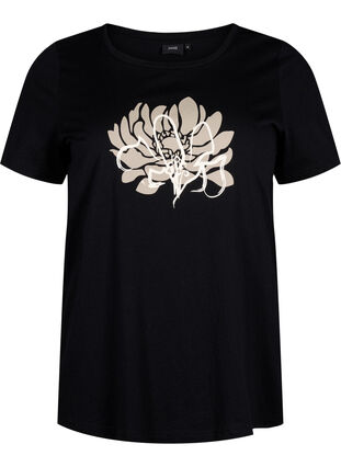 ZizziT-shirt met motief, Black w. Flower, Packshot image number 0