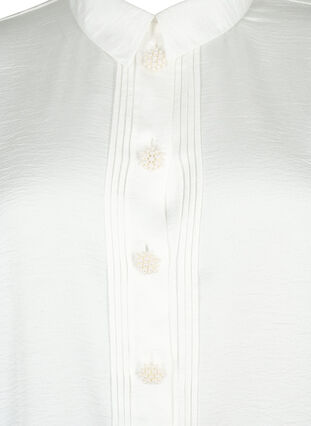ZizziLang shirt met parelknopen, Bright White, Packshot image number 2