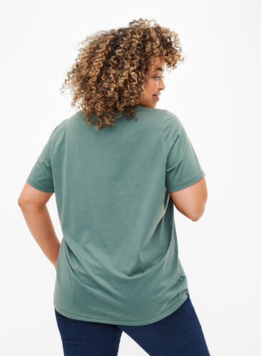 ZizziFLASH - T-shirt met motief, Balsam Green Star, Model image number 1