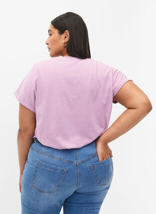 ZizziT-shirt met korte mouwen van katoenmix, Lavender Mist, Model image number 1