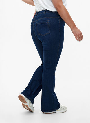 ZizziEllen bootcut jeans met hoge taille, Dark Blue, Model image number 3