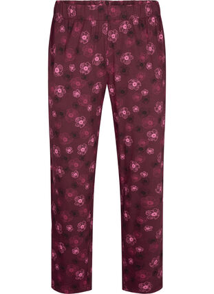 Zizzi Pantalon de pyjama en coton avec imprimé, Fig Flower AOP, Packshot image number 0