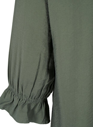 ZizziLang viscose shirt met kanten detail, Thyme, Packshot image number 3