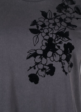 ZizziT-shirt van biologisch katoen met print, D.Grey Wash W. Flok, Packshot image number 2