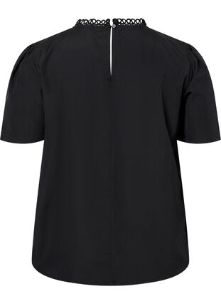 Zizzi Blouse avec broderie anglaise et manches mi-longues, Black, Packshot image number 1