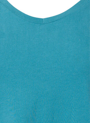 Zizzi T-shirt en coton uni basique, Brittany Blue, Packshot image number 2