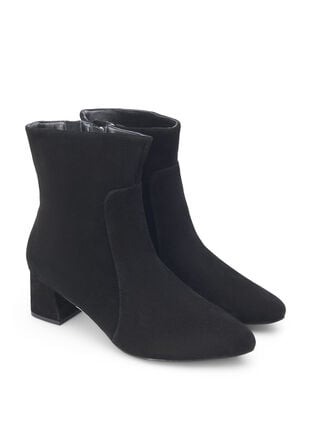 Zizzi Large – Bottes en daim à talon, Black, Packshot image number 1