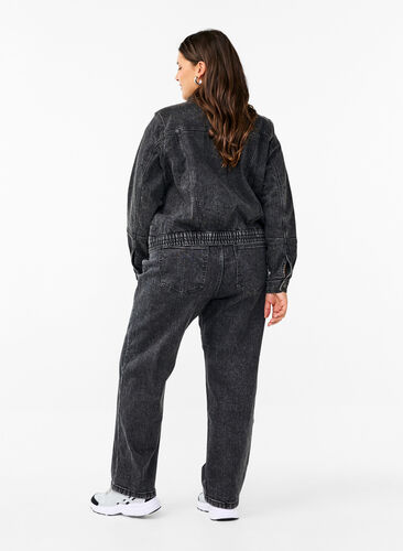 ZizziLosse jeans met gekorte lengte, Dark Grey Denim, Model image number 1