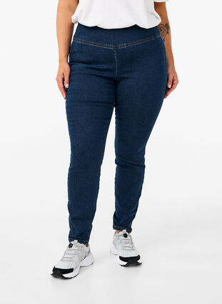 ZizziStretchy jeggings met hoge taille, Dark Blue, Model image number 2