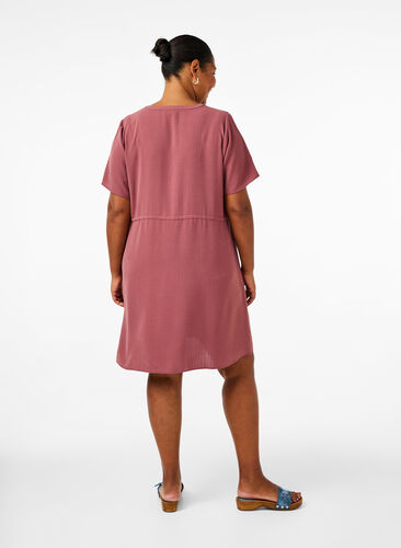 Zizzi Robe à manches courtes avec ceinture à nouer, Rose Brown, Model image number 1