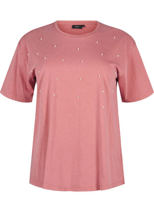 Zizzi T-shirt avec perles, Heather Rose Washed, Packshot image number 0