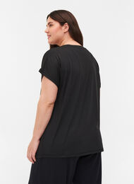 T-shirt de sport ample avec col en v, Black, Model