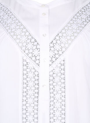 Zizzi Chemisier en viscose avec bordure en dentelle, Bright White, Packshot image number 2