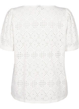 ZizziBlouse met korte mouwen en patroon met kant, Bright White, Packshot image number 1