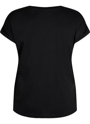 ZizziT-shirt met korte mouwen van katoenmix, Black, Packshot image number 1