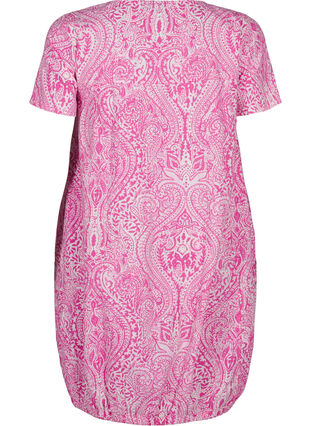 Zizzi Robe en coton à manches courtes avec motifs cachemire imprimés, Shocking P. Paisley , Packshot image number 1