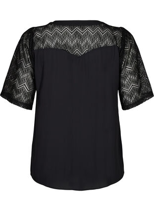 ZizziOverhemdblouse met korte kanten mouwen, Black, Packshot image number 1