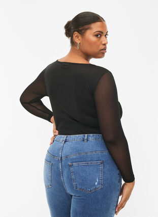 Zizzi Body avec dentelle et mesh, Black, Model image number 1