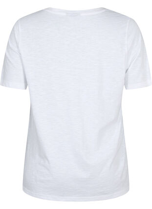 ZizziBasic t-shirt met korte mouwen en V-hals, Bright White, Packshot image number 1