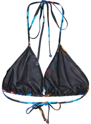 Zizzi Soutien-gorge de bikini triangle avec imprimé, Black Flower AOP, Packshot image number 1