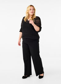 Wijde broek met elastische tailleband, Black, Model