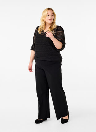 ZizziWijde broek met elastische tailleband, Black, Model image number 0