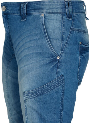 Zizzi Jean capri coupe slim avec poches, Light blue denim, Packshot image number 2