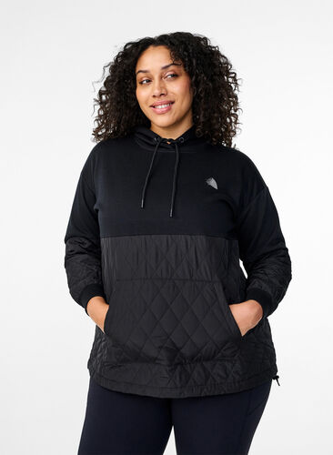 Zizzi Sweat à capuche rembourré, Black, Model image number 0