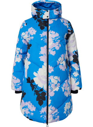 Manteau d'hiver long avec un imprimé floral, French Blue Comb, Packshot image number 0