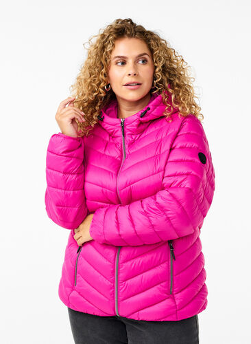 Zizzi Veste légère à capuche, Fuchsia Red, Model image number 0