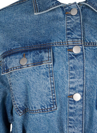 Zizzi Veste en jean avec une ceinture à nouer, Blue Denim, Packshot image number 2