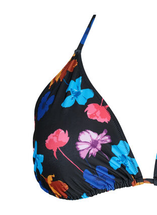 Zizzi Soutien-gorge de bikini triangle avec imprimé, Black Flower AOP, Packshot image number 2