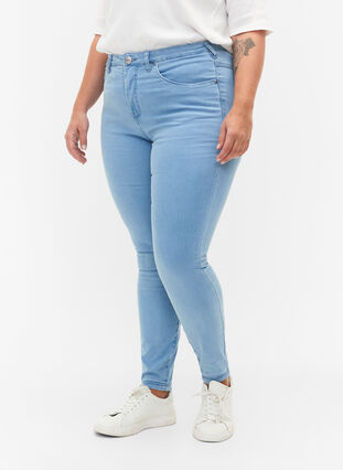 Zizzi Jean Amy super slim à taille haute, Ex Lt Blue, Model image number 2