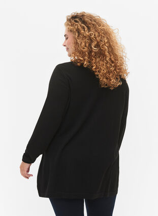 ZizziGebreide blouse gemaakt van katoen en viscose., Black, Model image number 1
