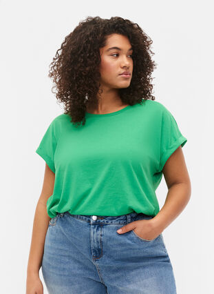 ZizziT-shirt met korte mouwen van katoenmix, Kelly Green, Model image number 0
