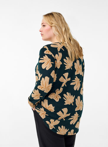 ZizziGebloemde blouse met lange mouwen, Scarab Big FlowerAOP, Model image number 1