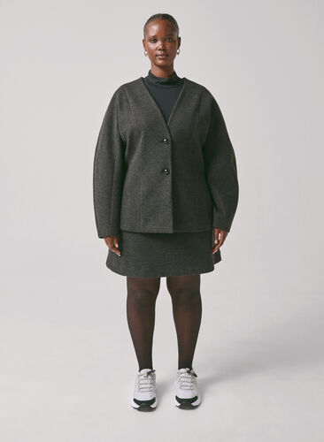 Zizzi Blazer ajusté, Dark Grey Melange, Image image number 0